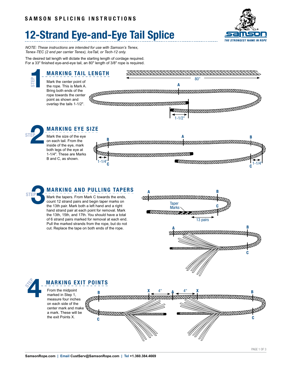 Samson 12-STRAND Class I Eye-and-Eye Tail Splice User Manual | 3 pages