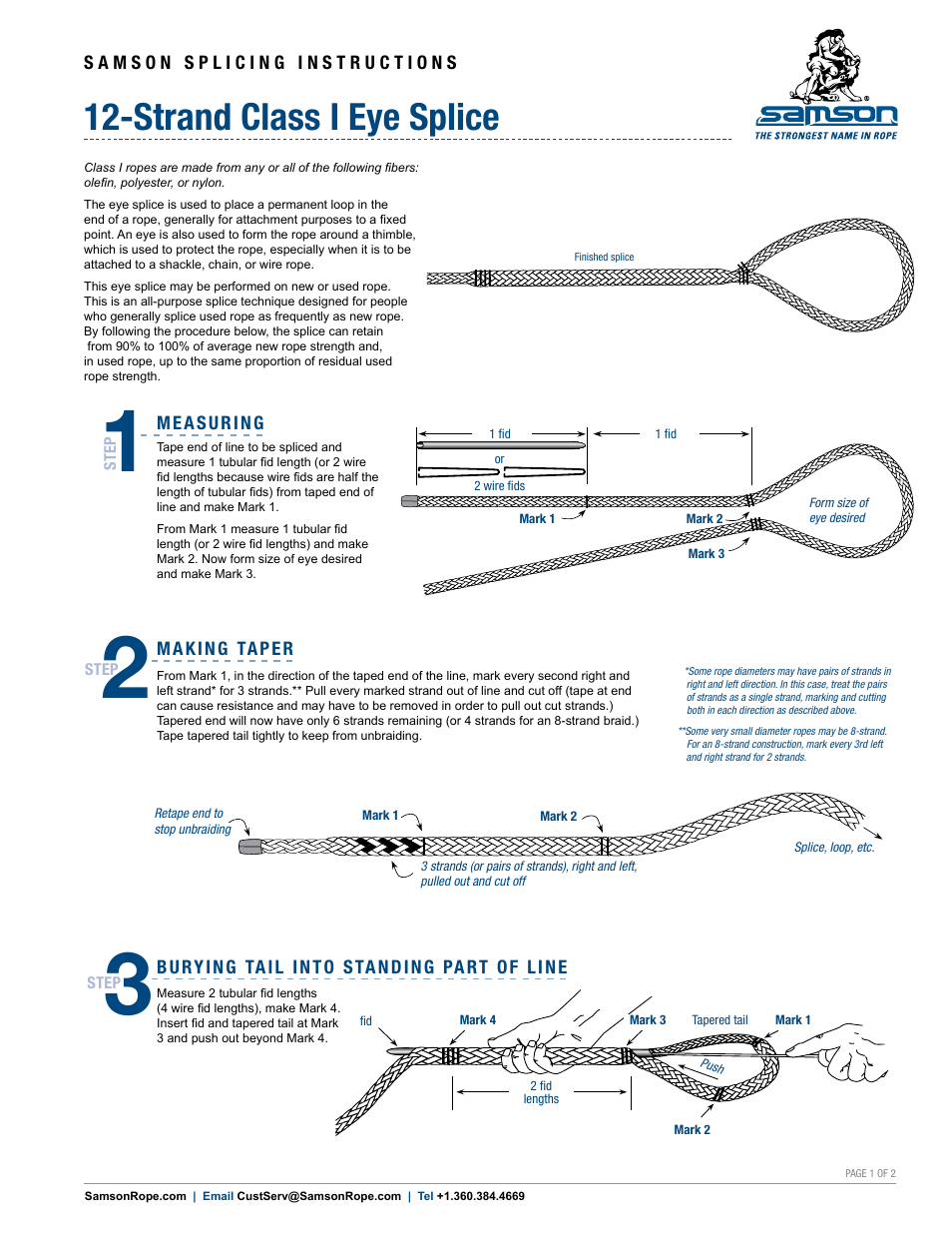 Samson 12-STRAND Class I Eye Splice User Manual | 2 pages