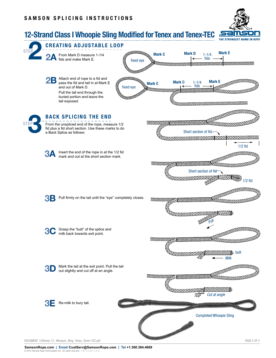 2a 2 b | Samson 12-STRAND Class I Whoopie Sling Modified for Tenex and Tenex-TEC User Manual | Page 2 / 2