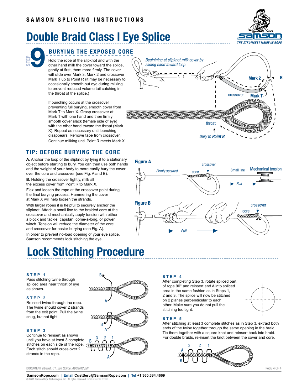 Double braid class i eye splice, Lock stitching procedure | Samson DOUBLE BRAID Class I Eye Splice User Manual | Page 4 / 4