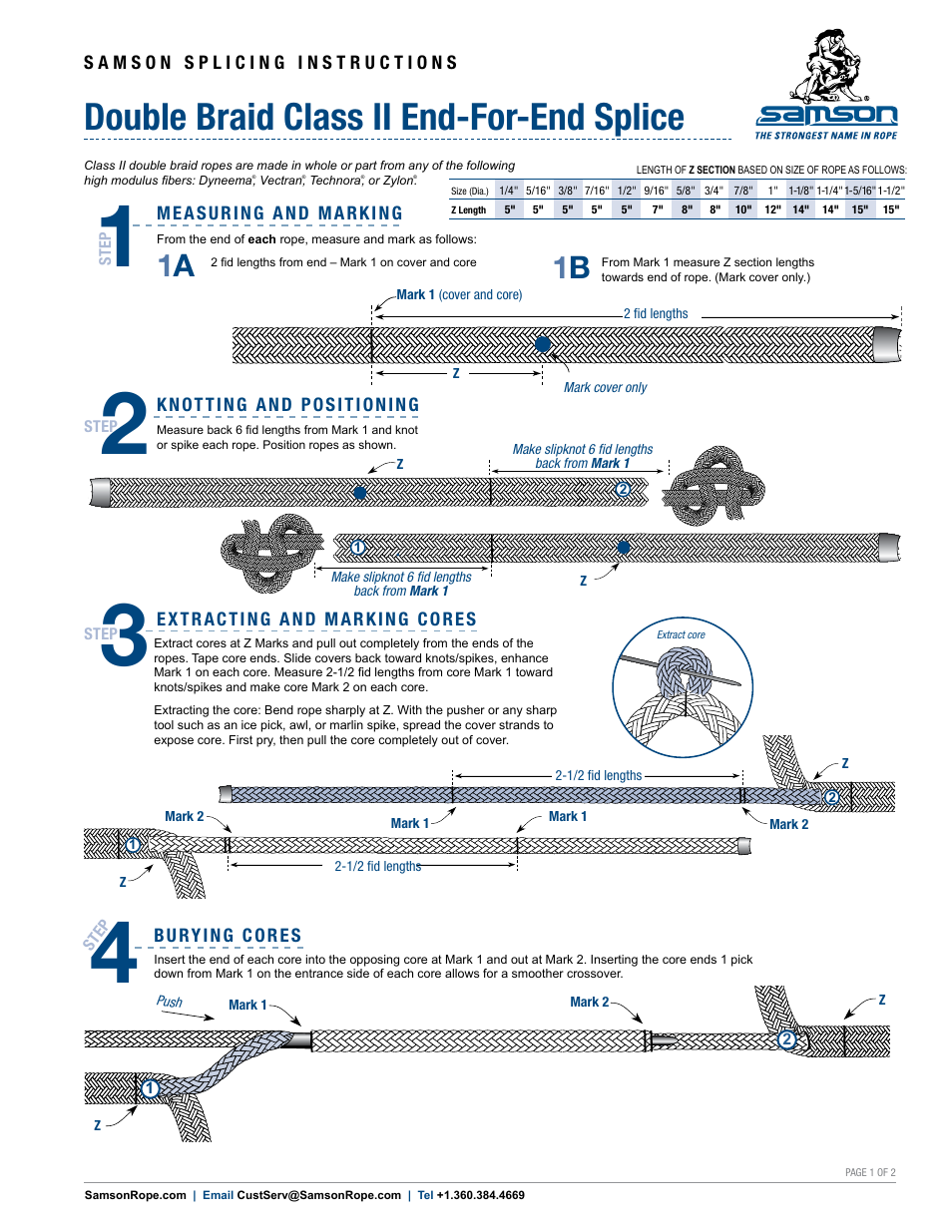 Samson DOUBLE BRAID Class II End-for-End Splice User Manual | 2 pages