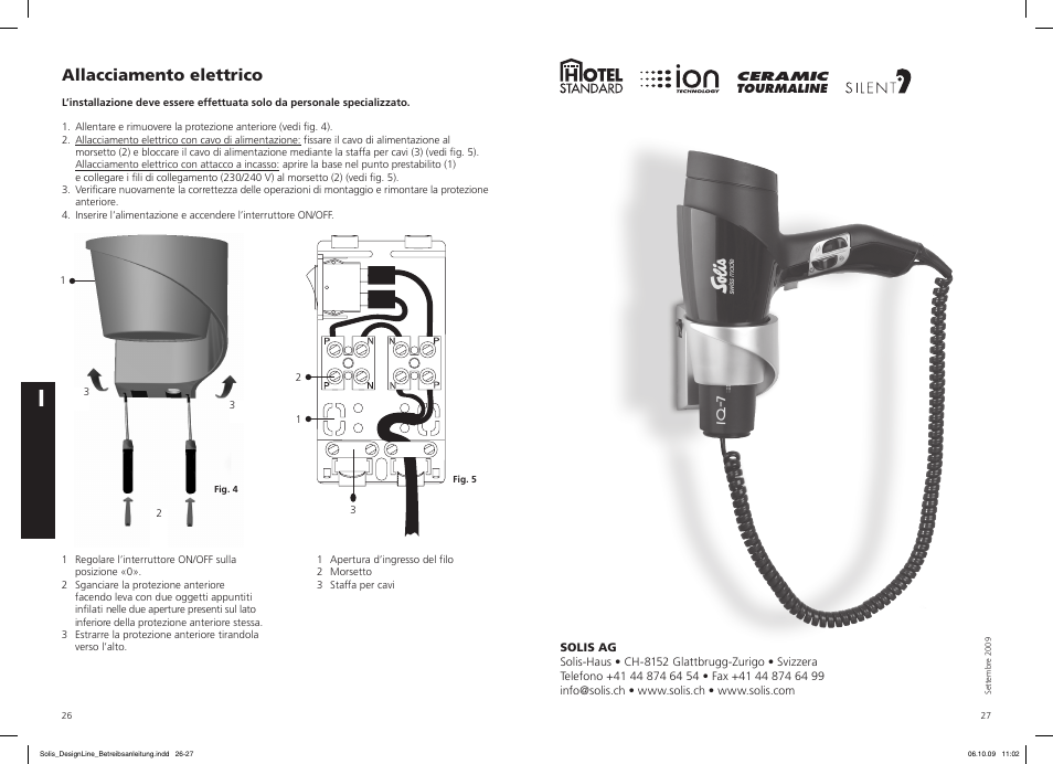 Allacciamento elettrico | SOLIS IQ-7 Design Line User Manual | Page 14 / 18