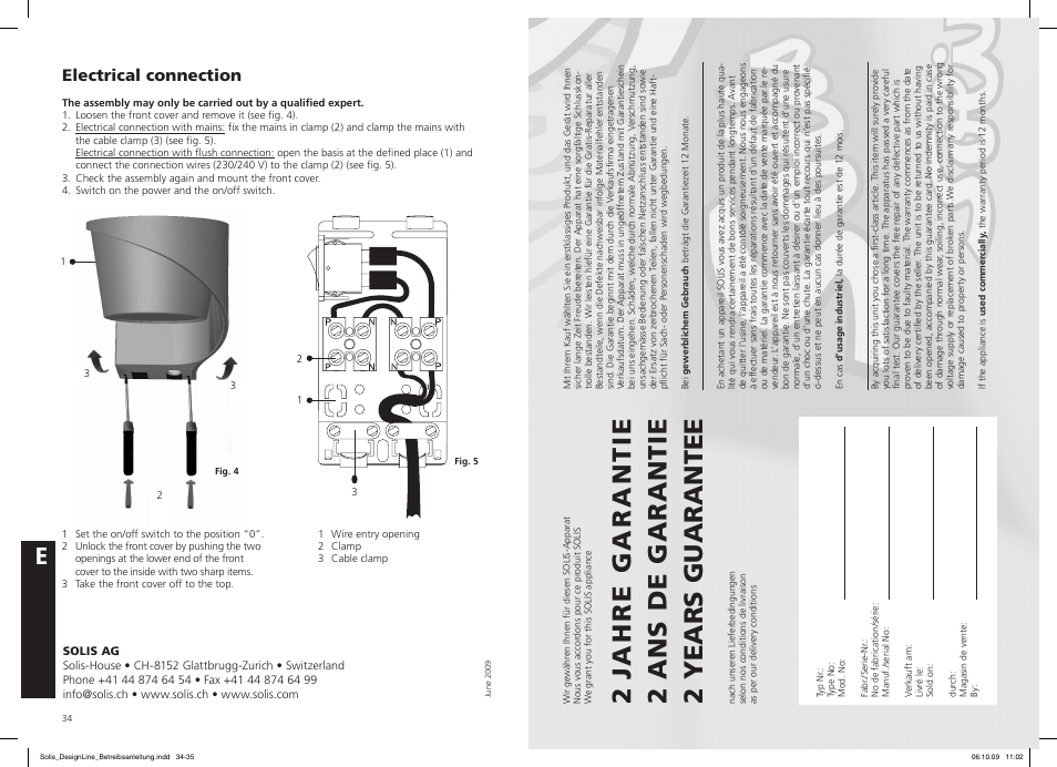 Electrical connection | SOLIS IQ-7 Design Line User Manual | Page 18 / 18