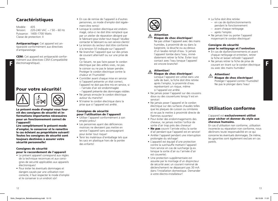 Caractéristiques, Pour votre sécurité, Utilisation conforme | SOLIS IQ-7 Design Line User Manual | Page 7 / 18