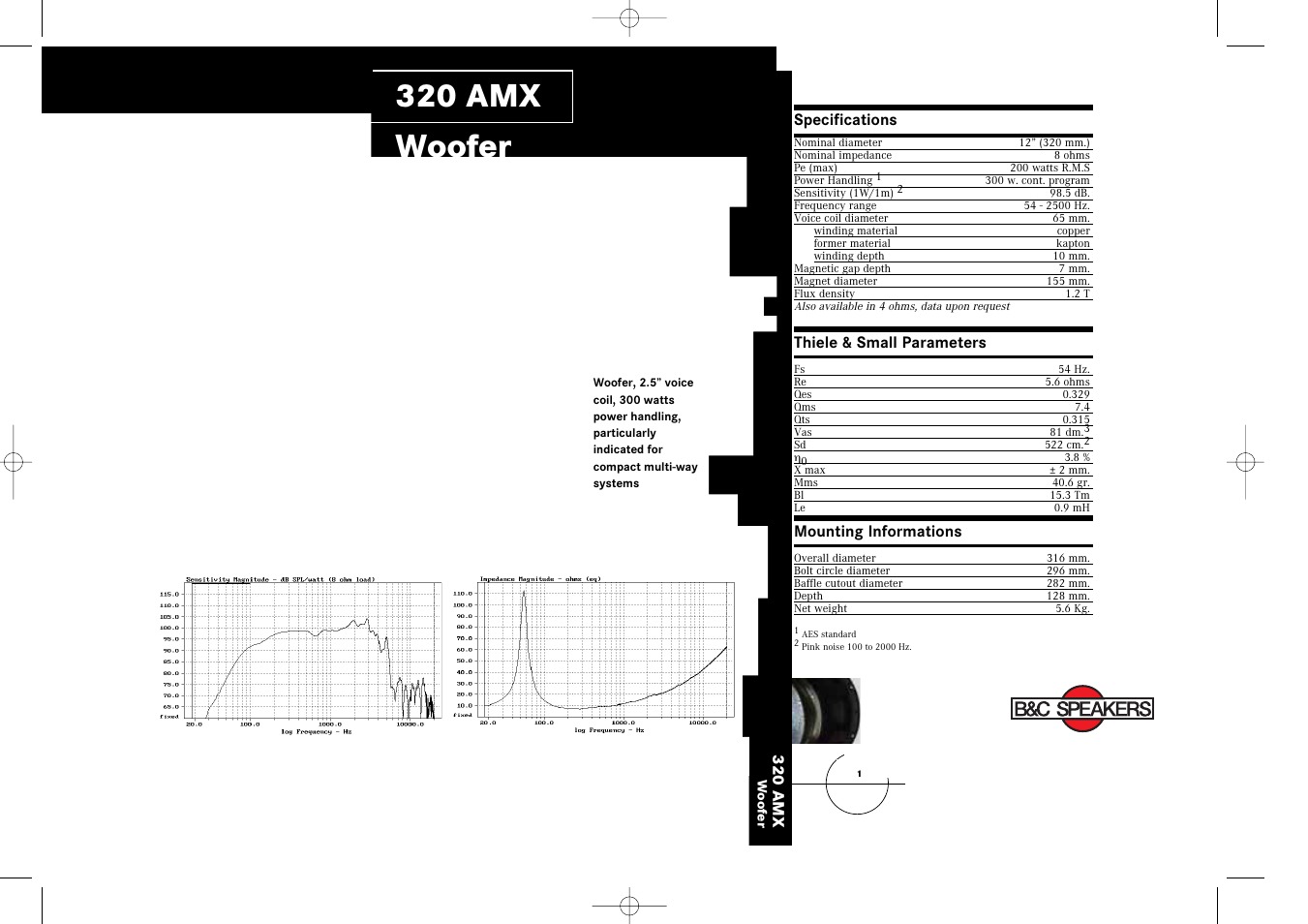 B&C Speakers 320AMX User Manual | 1 page