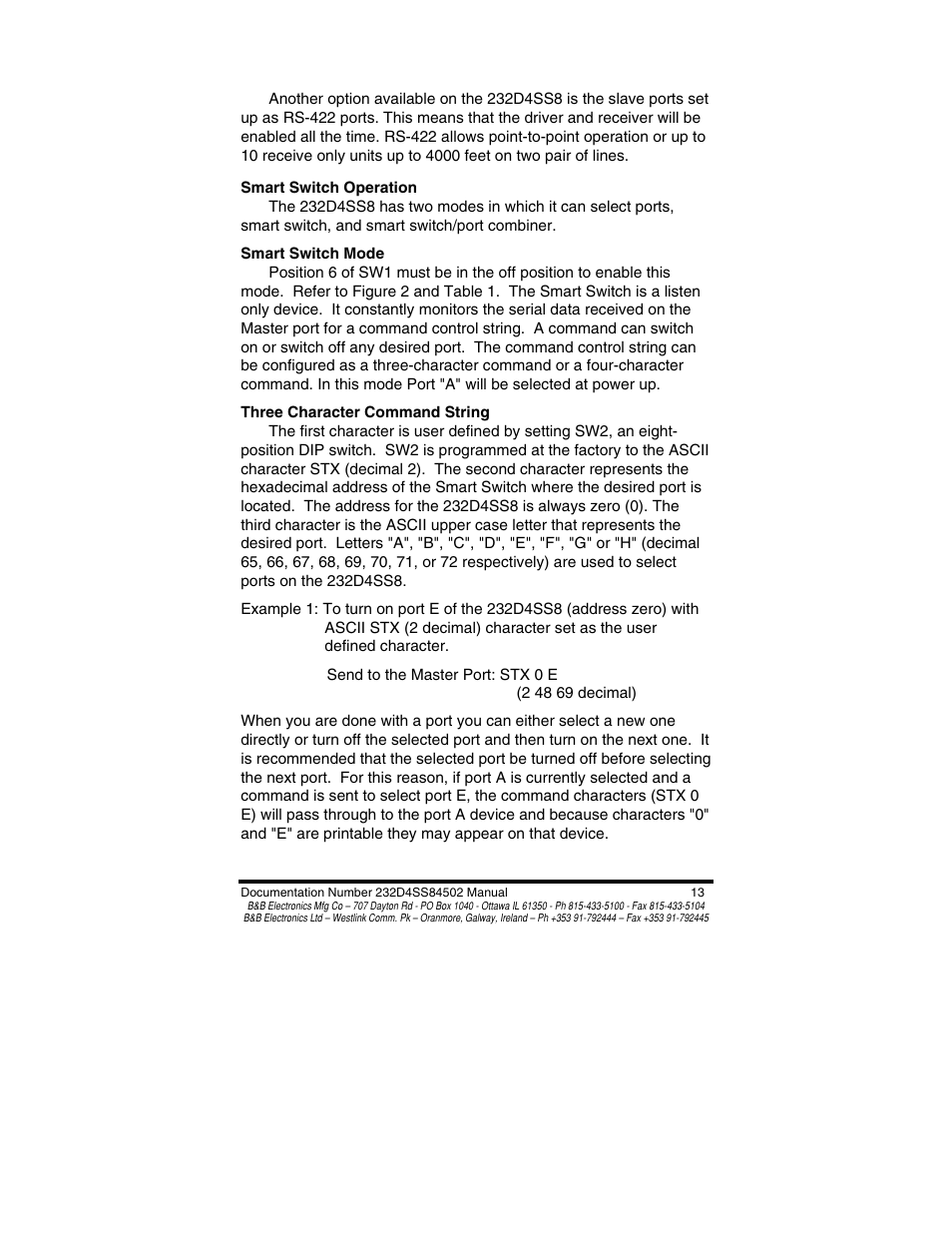 B&B Electronics 8 PORT SMART SWITCH CE 232D4SS8 User Manual | Page 15 / 29