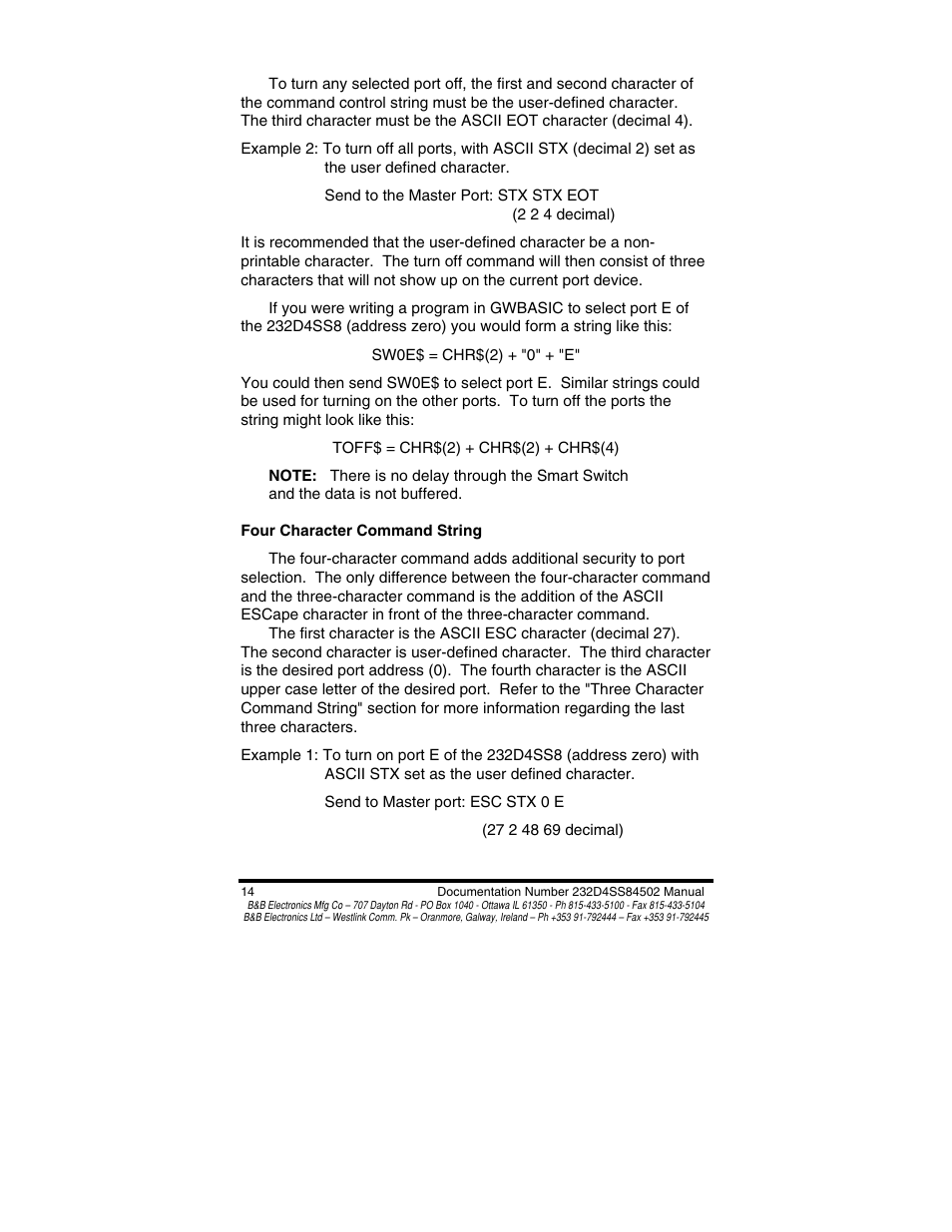 B&B Electronics 8 PORT SMART SWITCH CE 232D4SS8 User Manual | Page 16 / 29