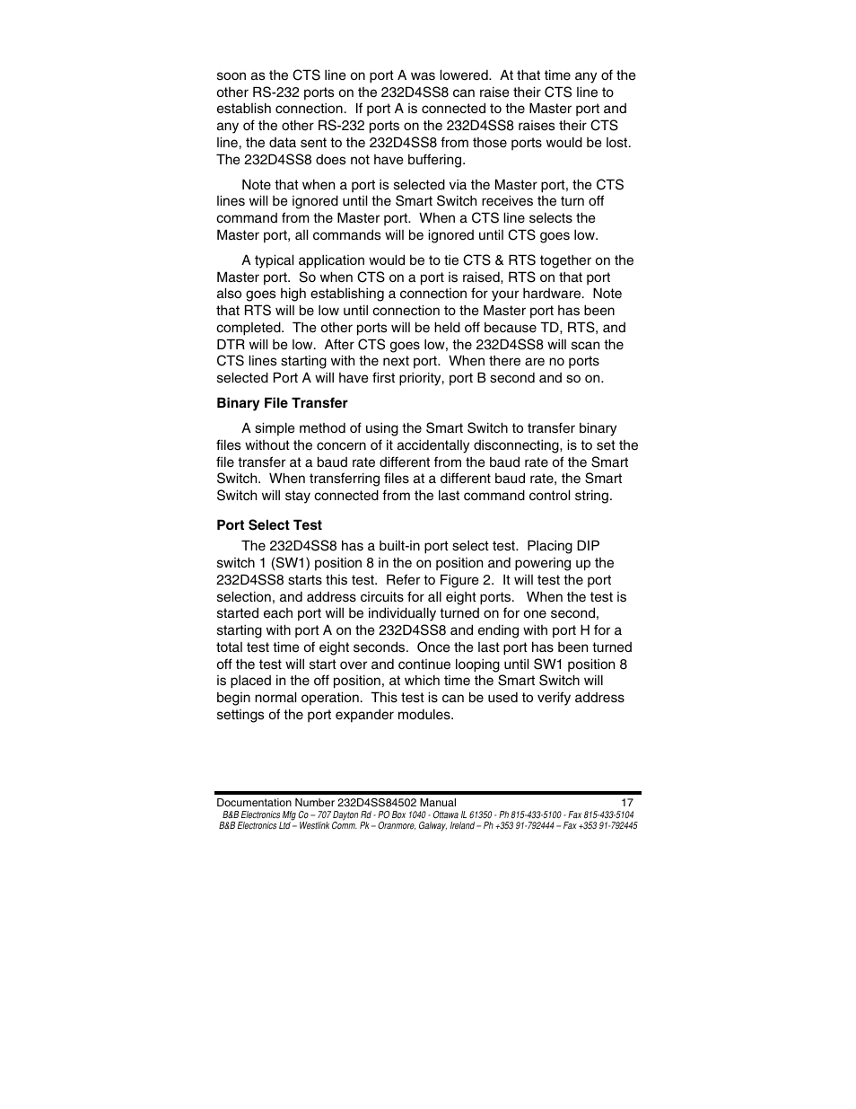 B&B Electronics 8 PORT SMART SWITCH CE 232D4SS8 User Manual | Page 19 / 29