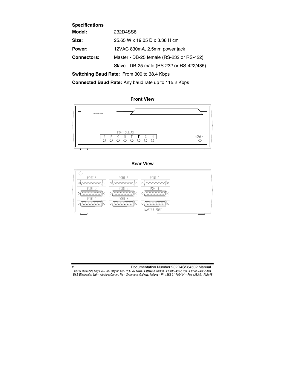 B&B Electronics 8 PORT SMART SWITCH CE 232D4SS8 User Manual | Page 4 / 29