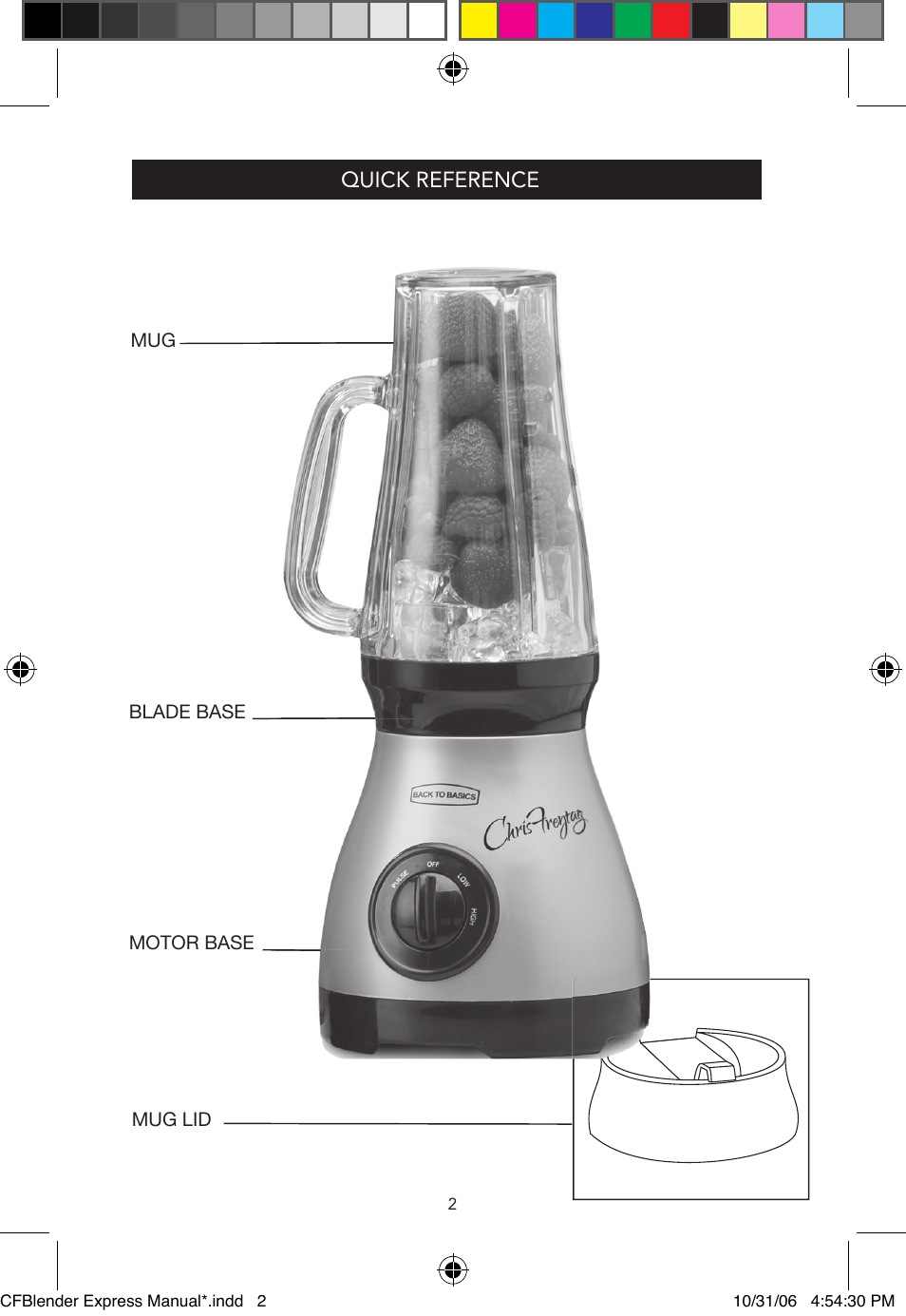 Quick reference | West Bend Back to Basics Chris Freytag BPE3CF User Manual | Page 2 / 10