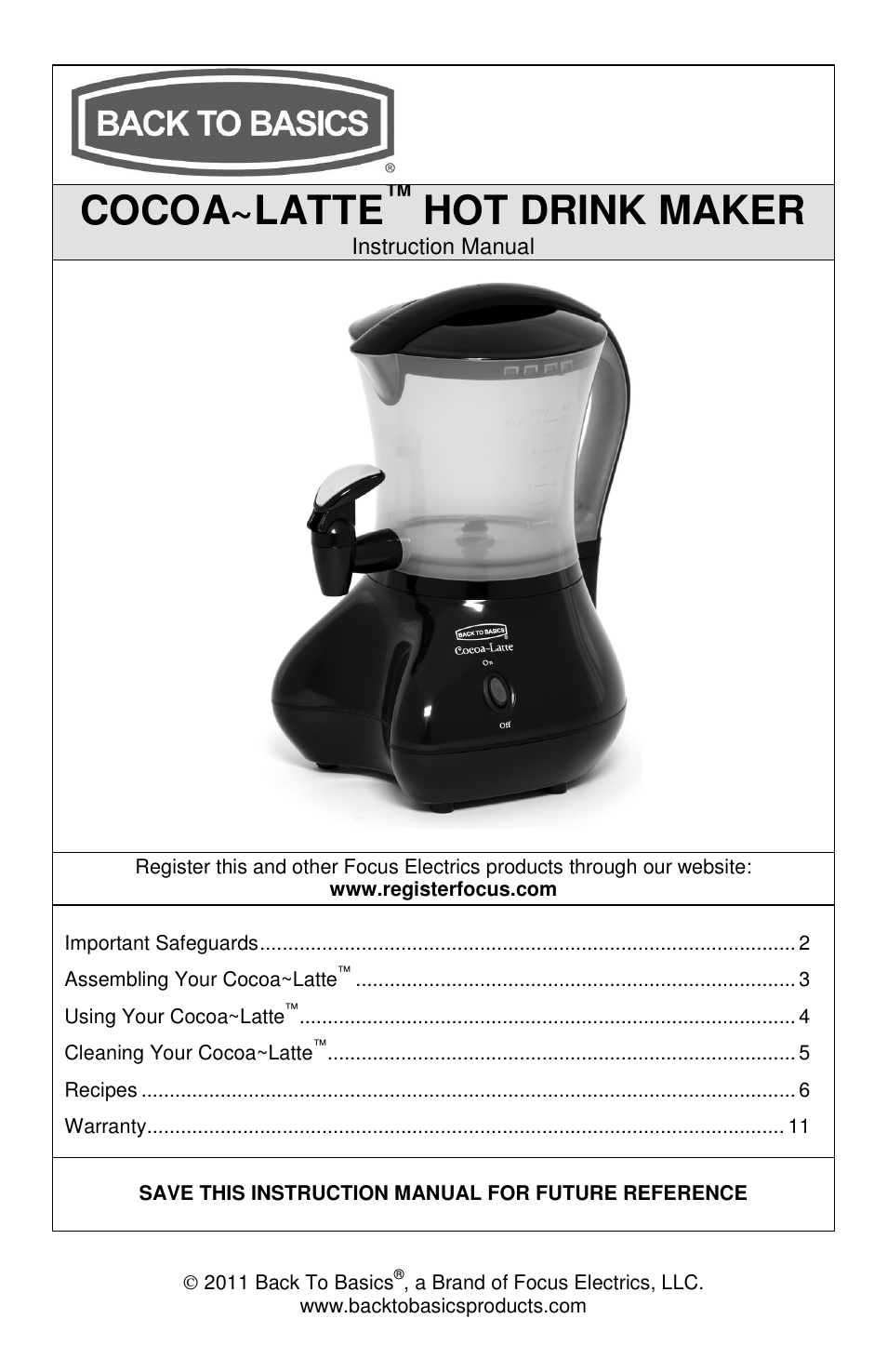 West Bend Back to Basics Cocoa~Latte User Manual | 40 pages