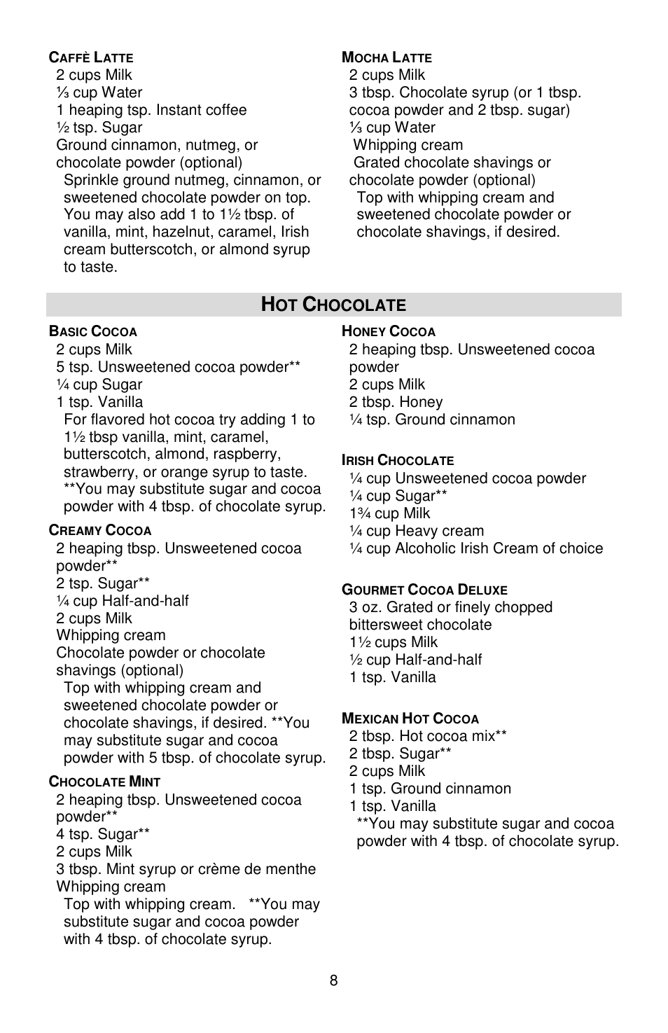 West Bend Back to Basics Cocoa~Latte User Manual | Page 8 / 40