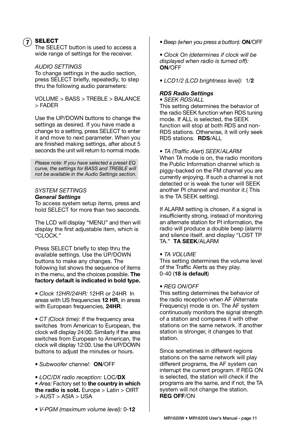 Boss Audio Systems MR1620S User Manual | Page 12 / 21