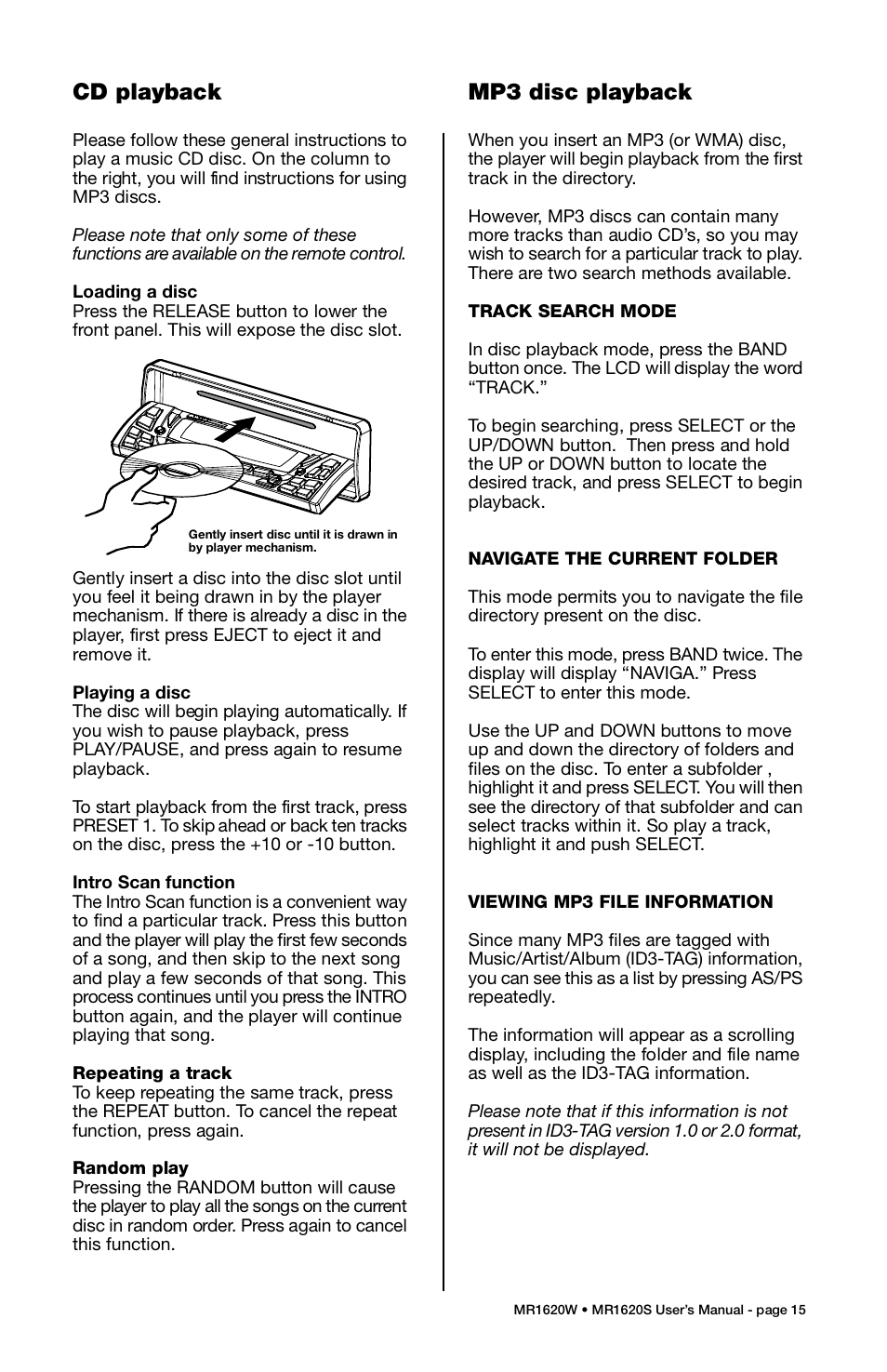 Boss Audio Systems MR1620S User Manual | Page 16 / 21