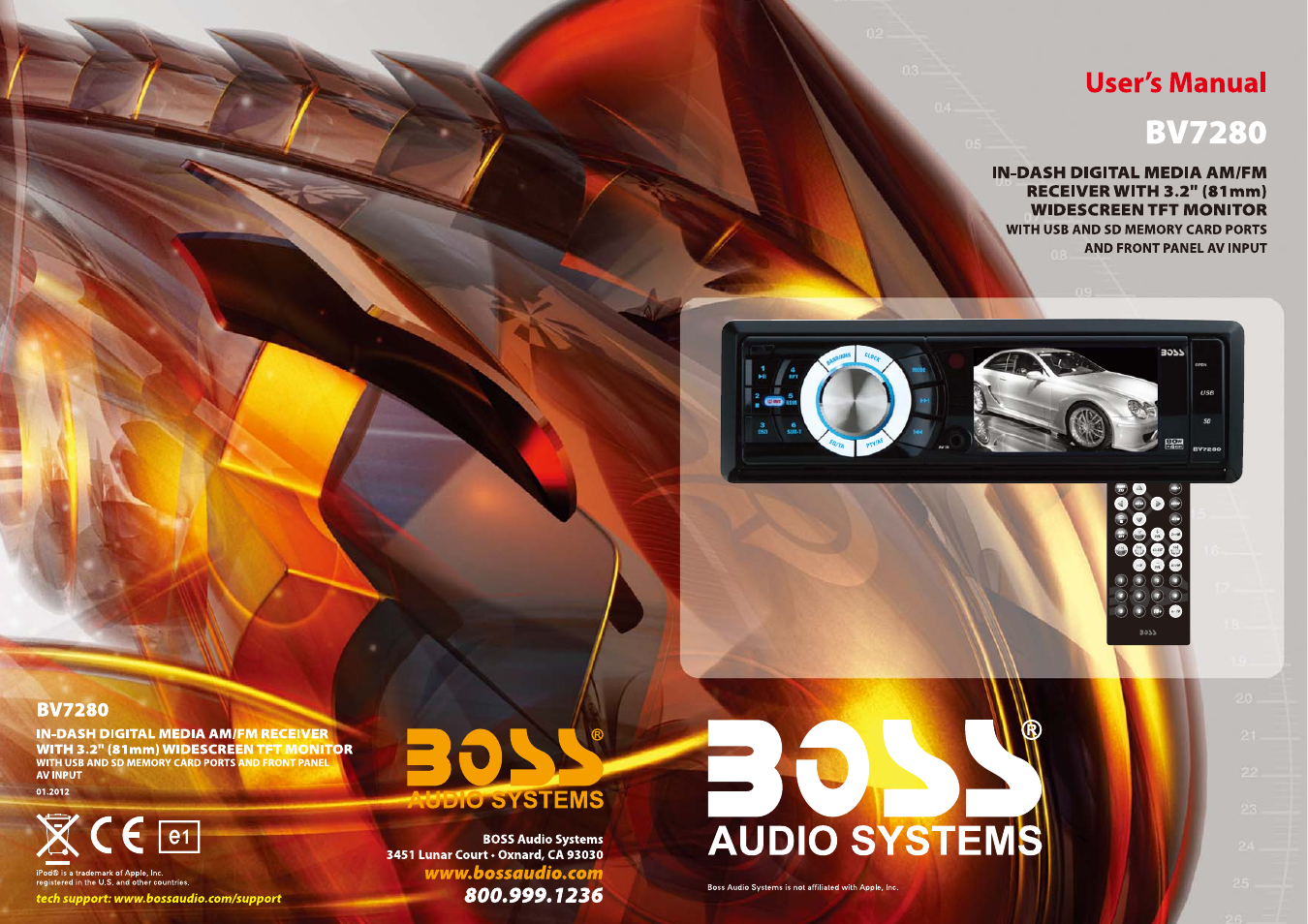 Boss Audio Systems PLL SYNTHESIZER STEREO RADIO BV7280 User Manual | 22 pages