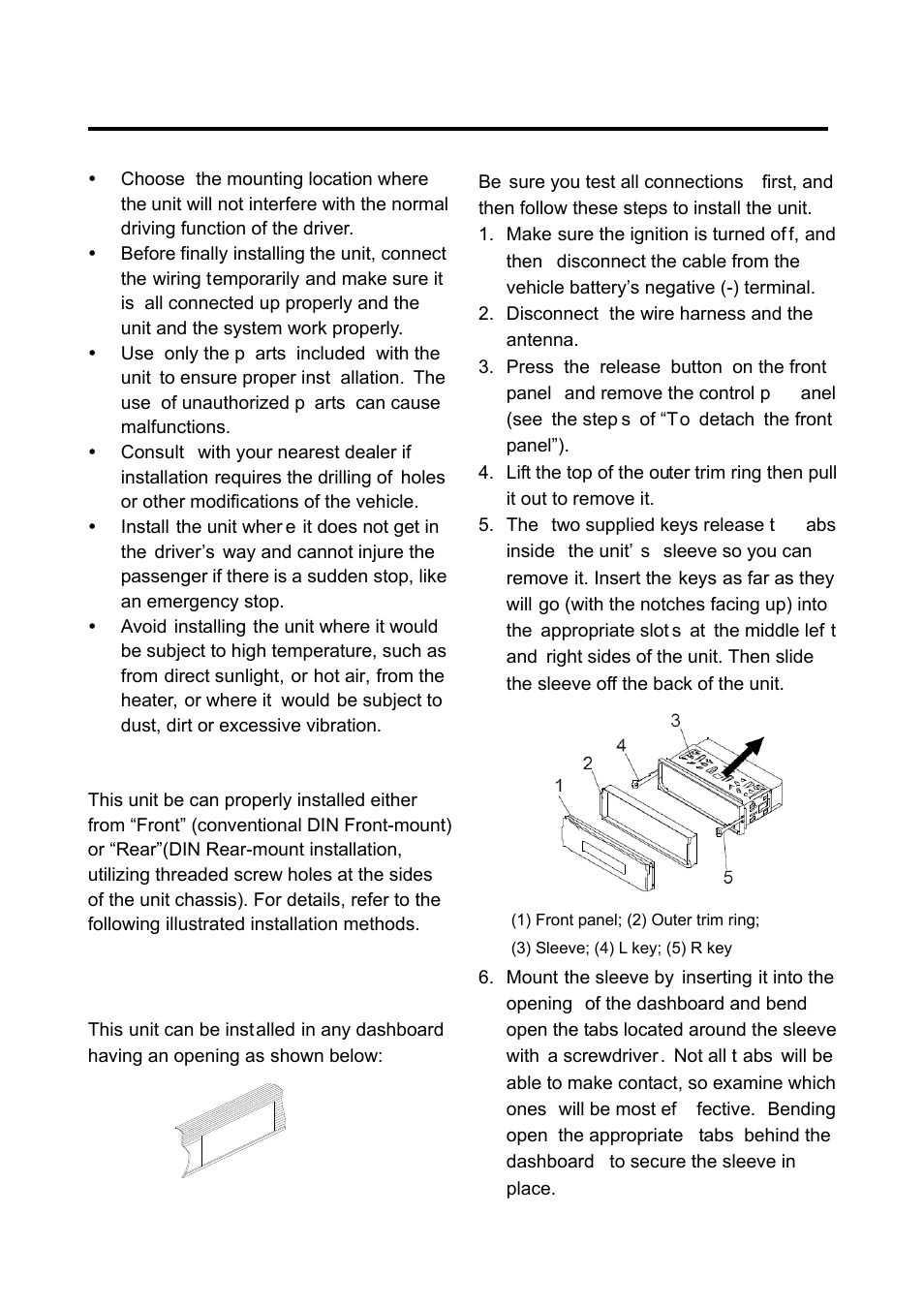 Installation | Boss Audio Systems PLL SYNTHESIZER STEREO RADIO BV7280 User Manual | Page 5 / 22