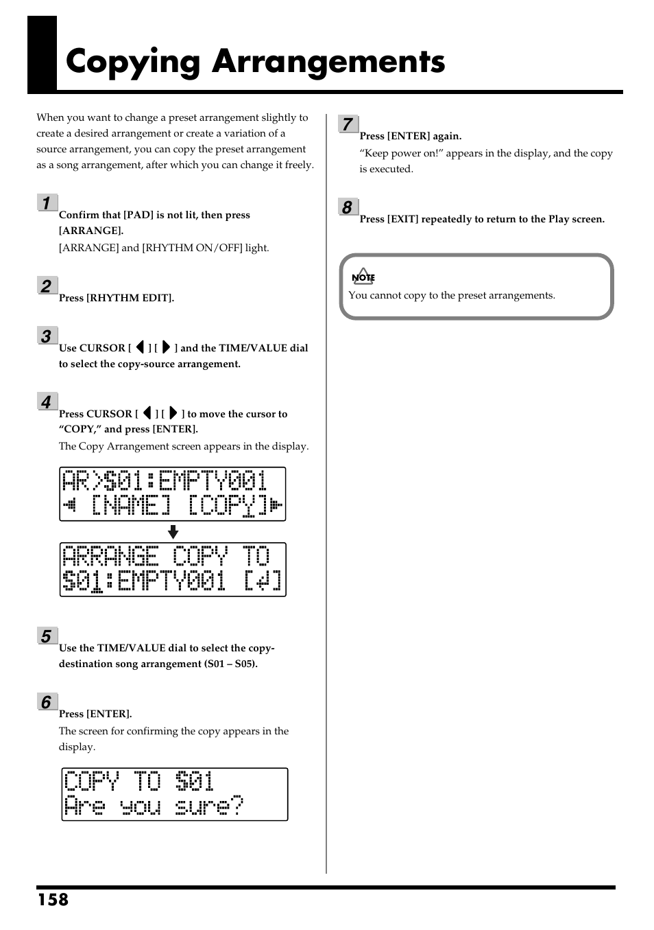 Copying arrangements | Boss Audio Systems BR-600 User Manual | Page 158 / 228