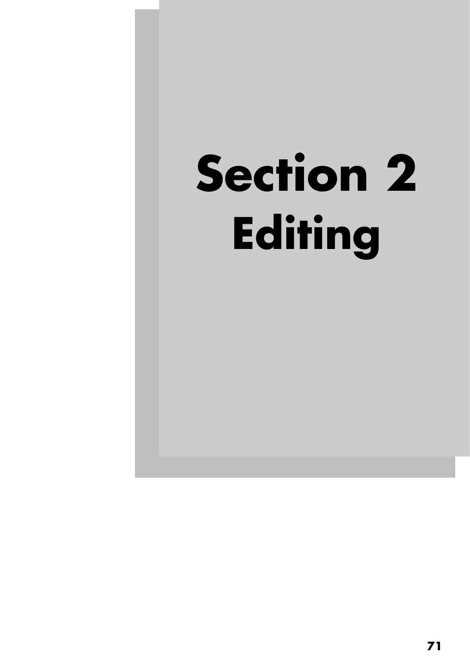 Section 2 editing, Editing | Boss Audio Systems BR-600 User Manual | Page 71 / 228