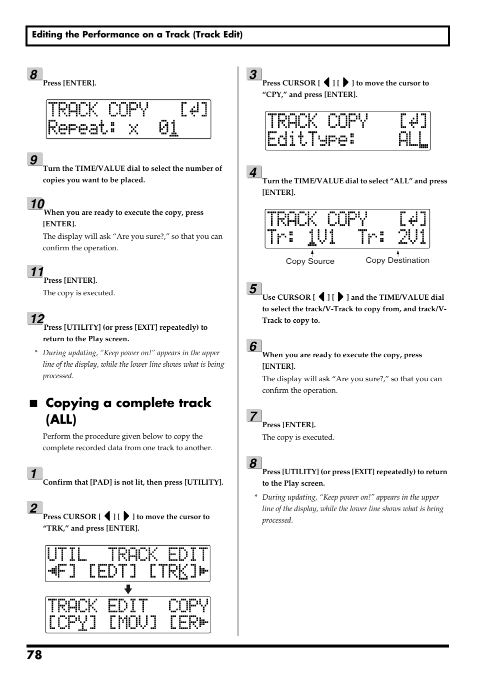Copying a complete track (all), Re v0.10 | Boss Audio Systems BR-600 User Manual | Page 78 / 228