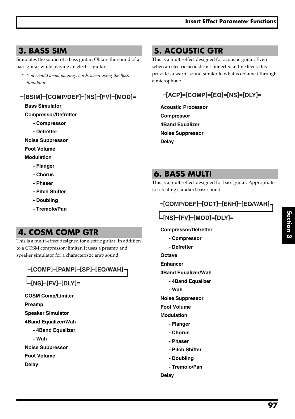 Bass sim, Cosm comp gtr, Acoustic gtr | Bass multi, Bass sim 4. cosm comp gtr, Acoustic gtr 6. bass multi, Re v0.10 | Boss Audio Systems BR-600 User Manual | Page 97 / 228