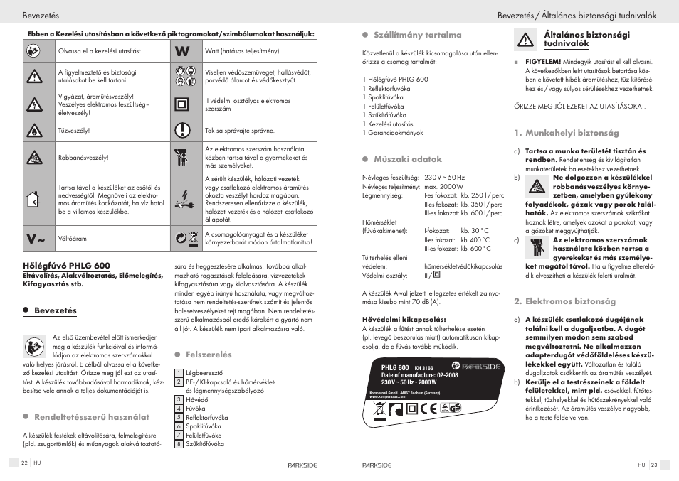 Parkside PHLG600 User Manual | Page 12 / 35