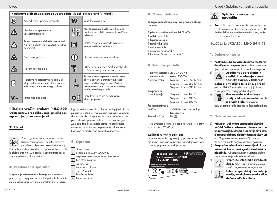 Parkside PHLG600 User Manual | Page 16 / 35