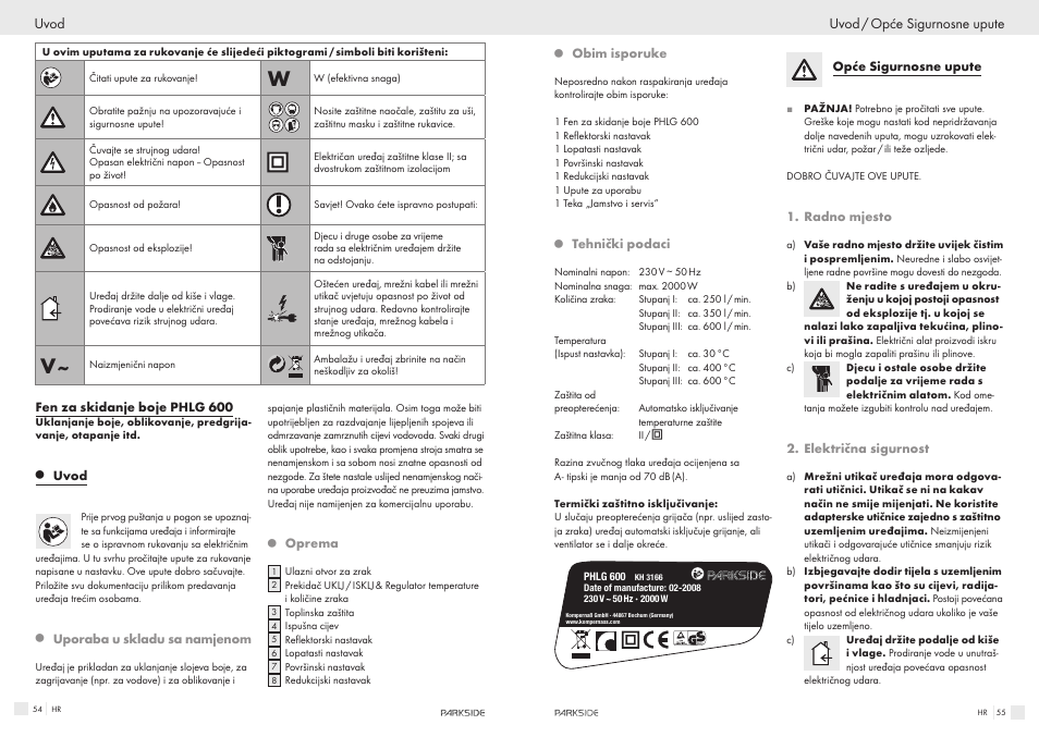 Parkside PHLG600 User Manual | Page 28 / 35