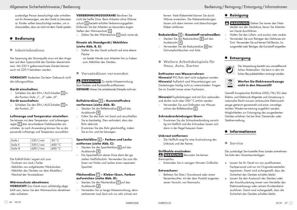 Parkside PHLG600 User Manual | Page 34 / 35