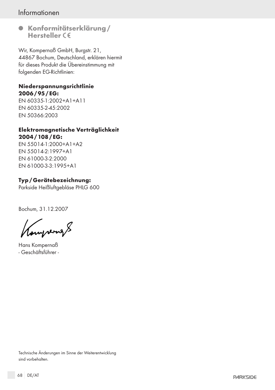 Parkside PHLG600 User Manual | Page 35 / 35