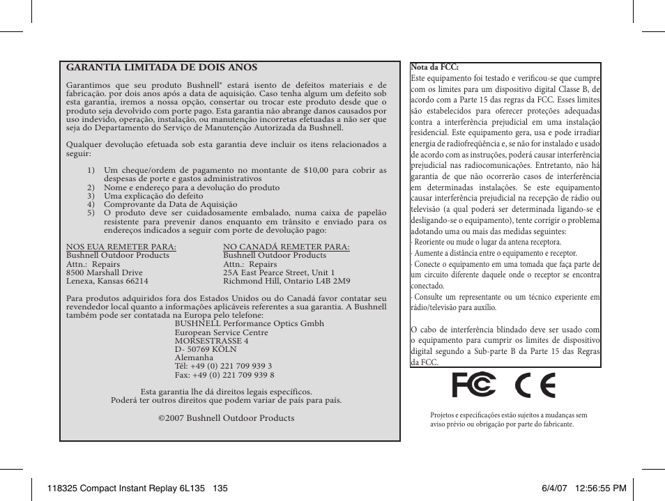 Bushnell 118325 User Manual | Page 135 / 138