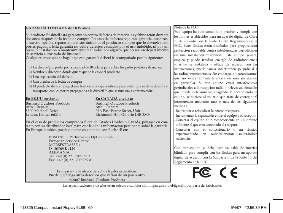 Bushnell 118325 User Manual | Page 69 / 138