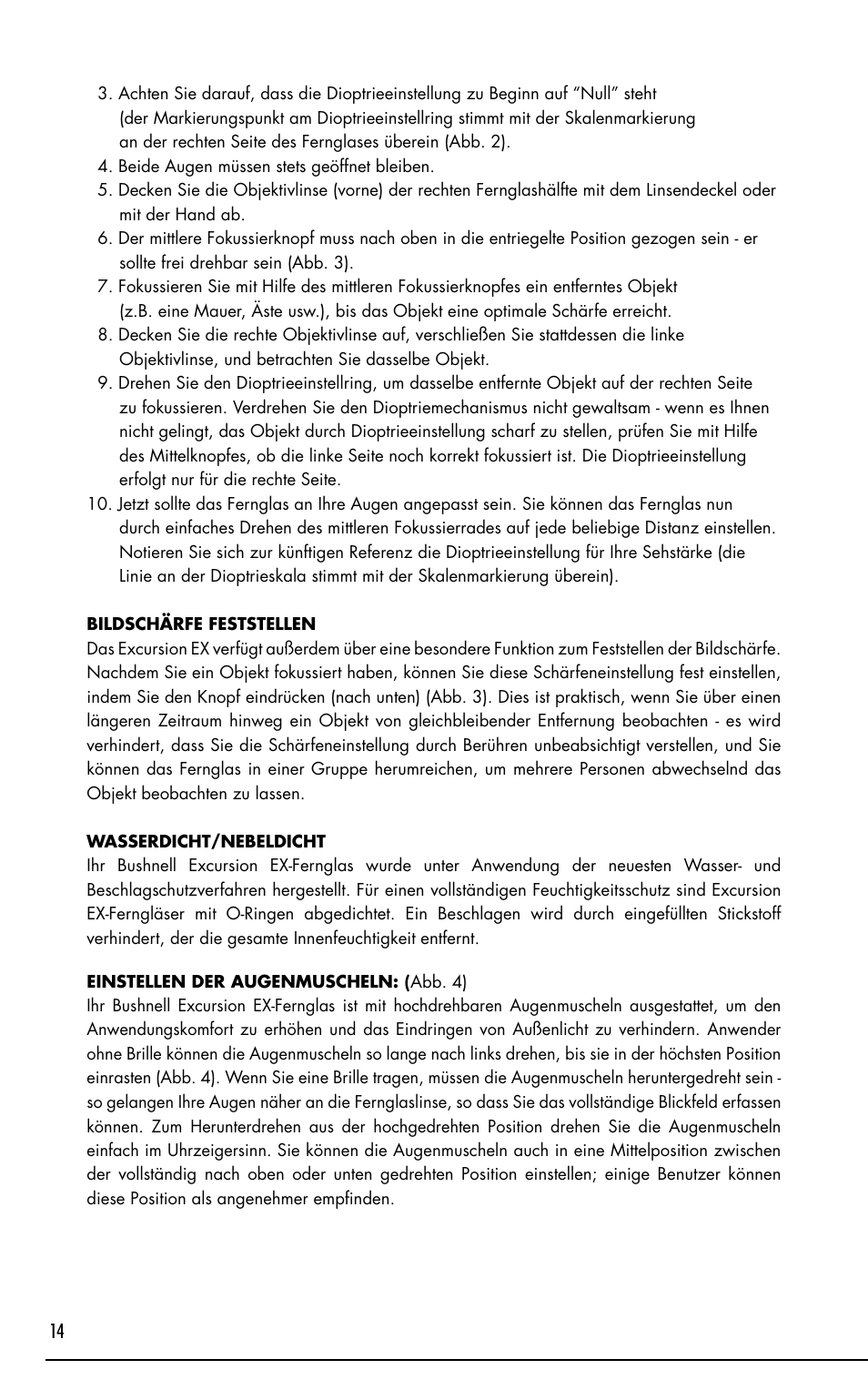 Bushnell Excursion EX User Manual | Page 14 / 26