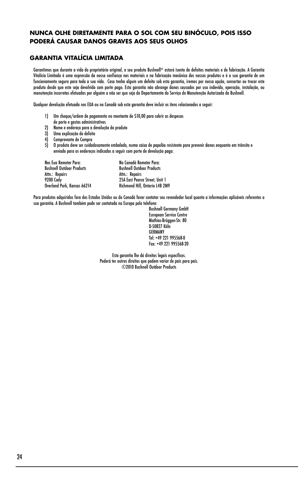 Bushnell Excursion EX User Manual | Page 24 / 26