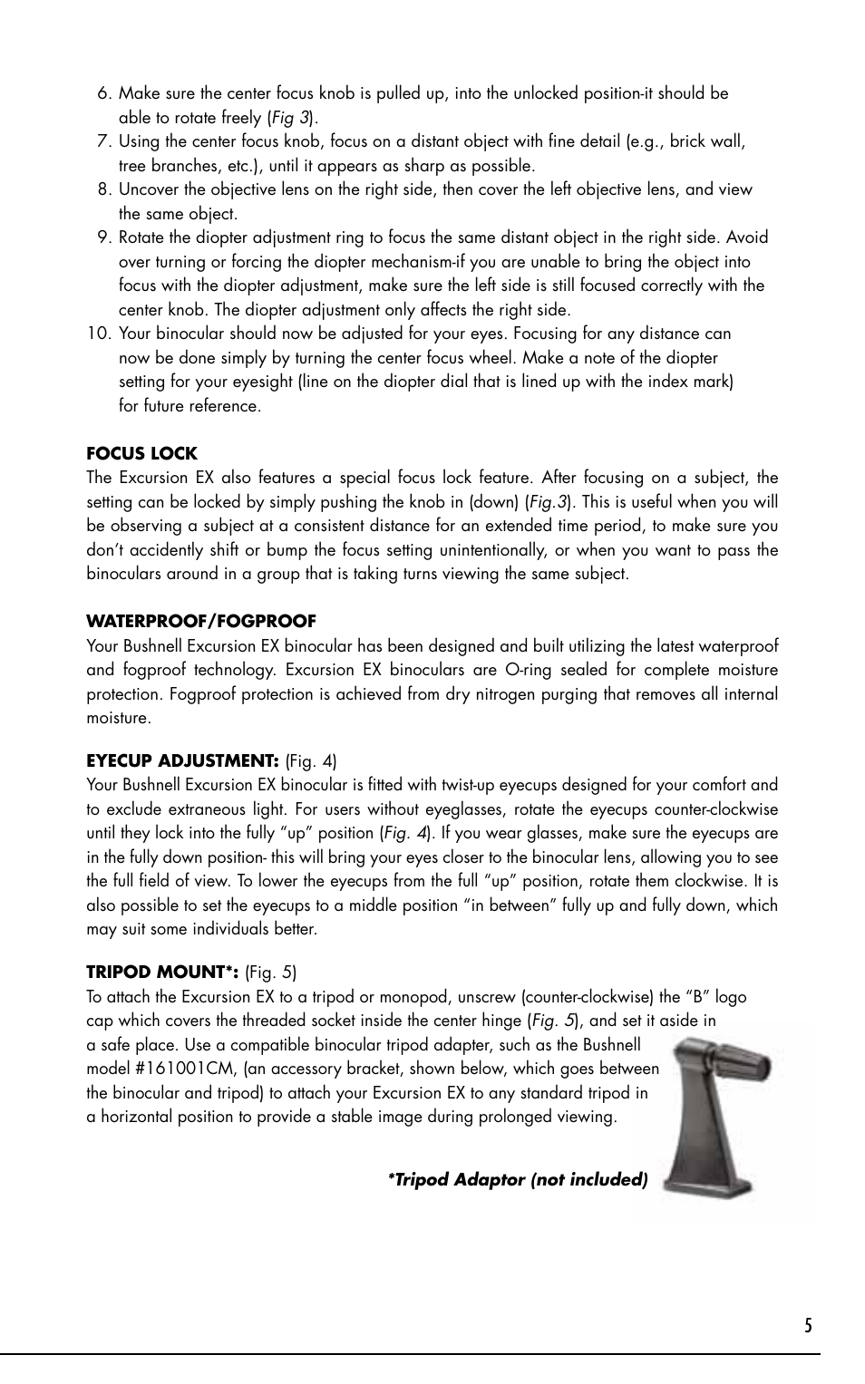 Bushnell Excursion EX User Manual | Page 5 / 26
