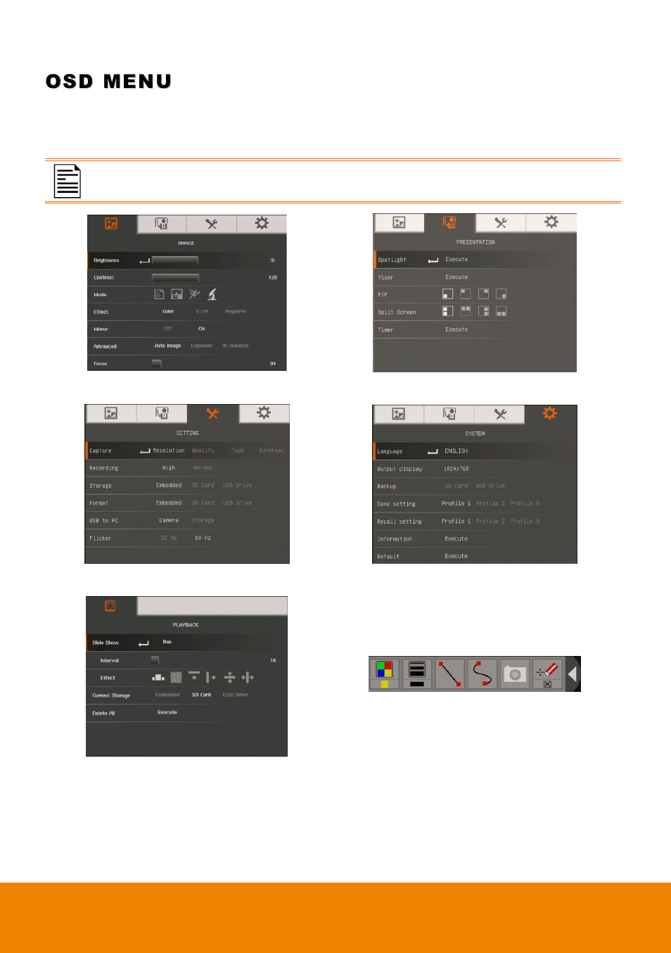 Osd menu | AVer 315AF user manual User Manual | Page 24 / 48