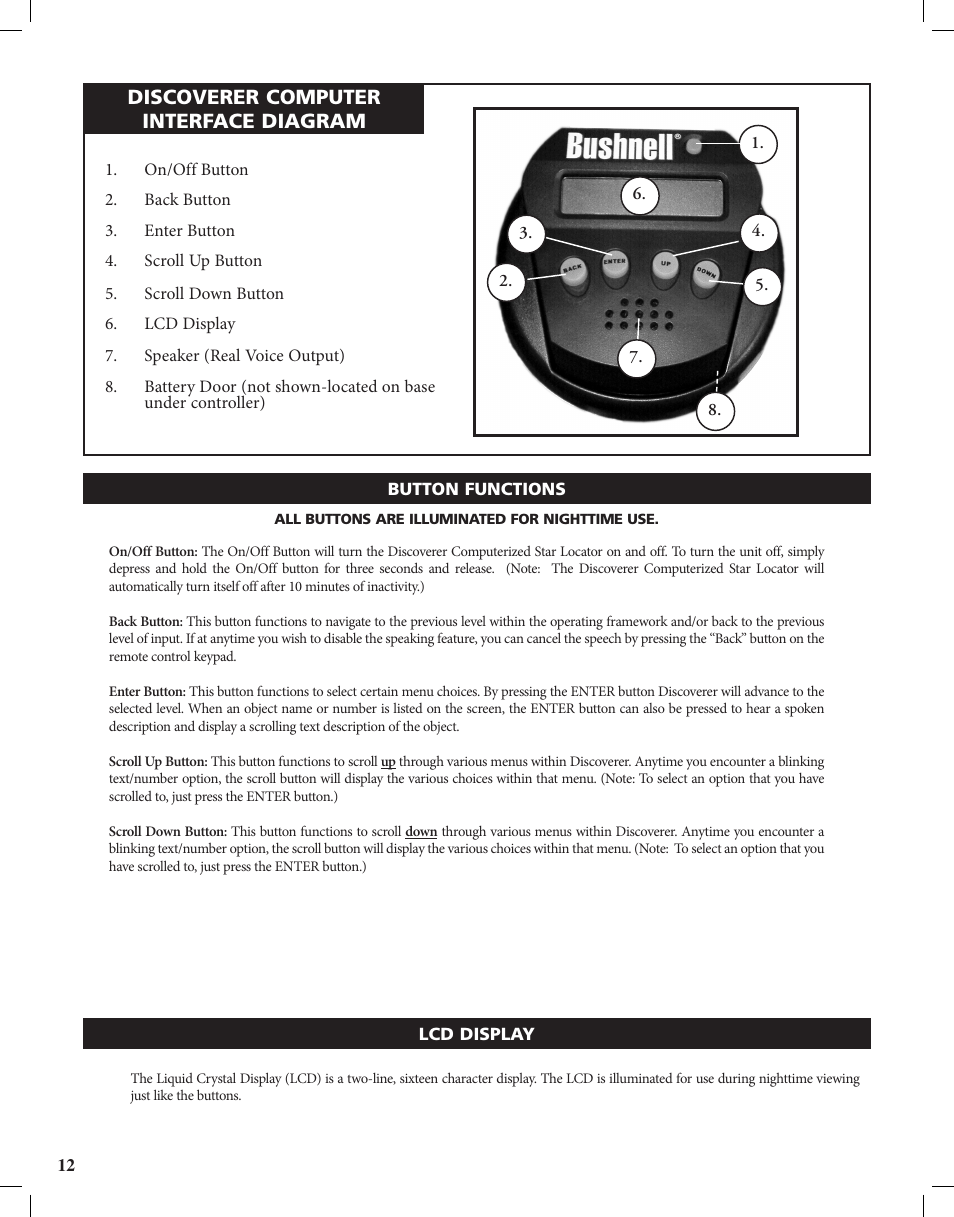 Discoverer computer interface diagram | Bushnell Discoverer User Manual | Page 12 / 116