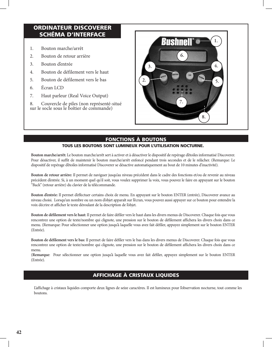 Ordinateur discoverer schéma d’interface | Bushnell Discoverer User Manual | Page 42 / 116