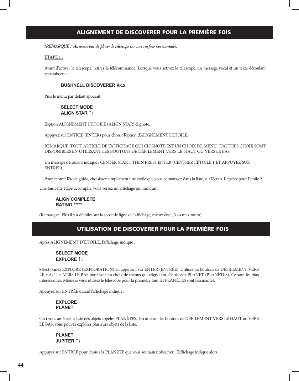 Bushnell Discoverer User Manual | Page 44 / 116