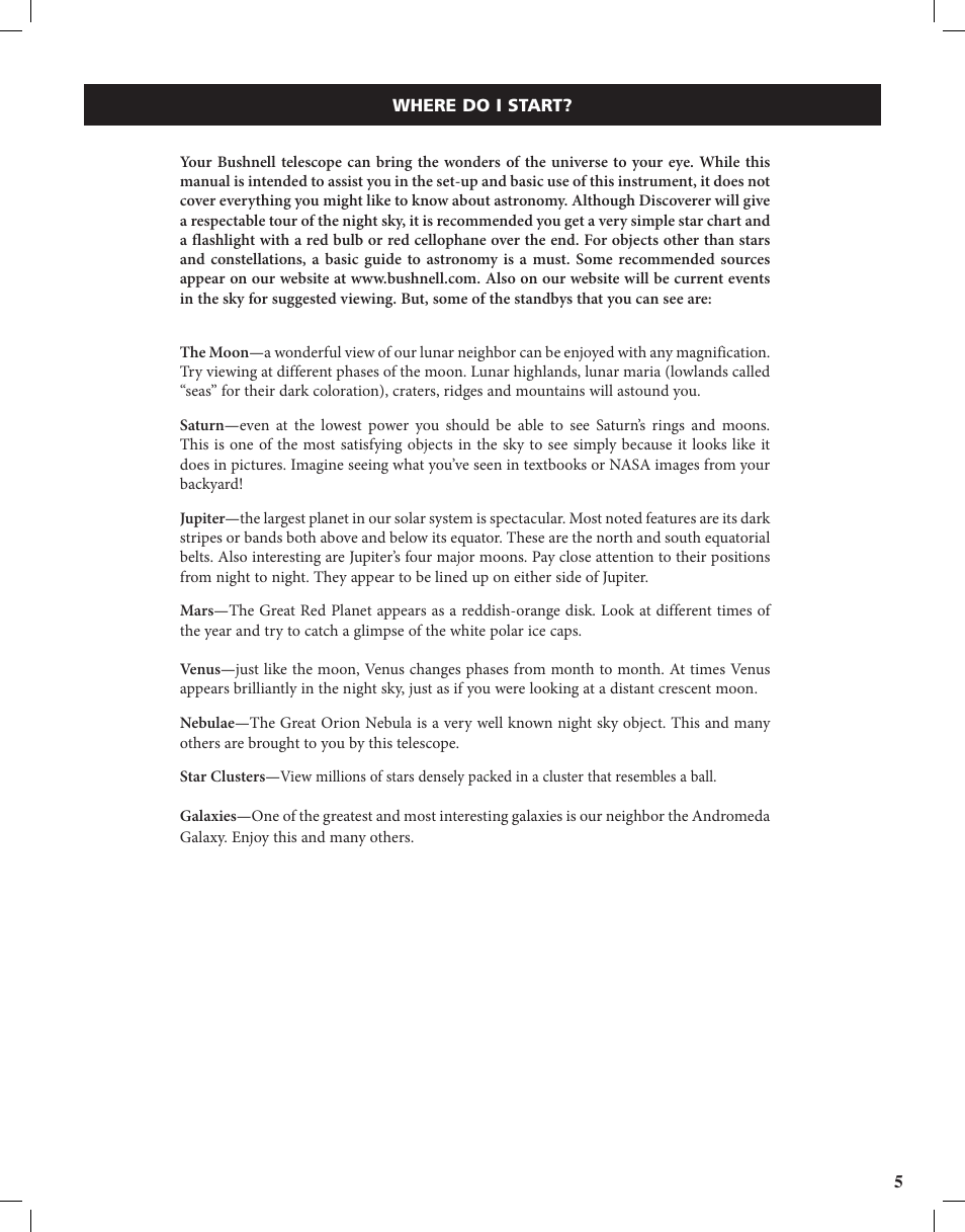 Bushnell Discoverer User Manual | Page 5 / 116