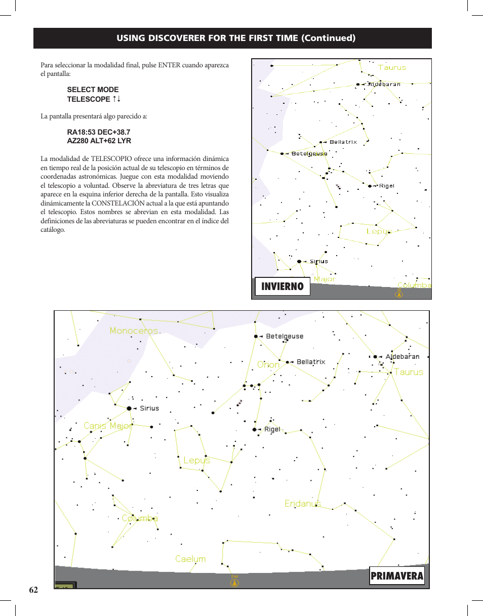Primavera invierno | Bushnell Discoverer User Manual | Page 62 / 116