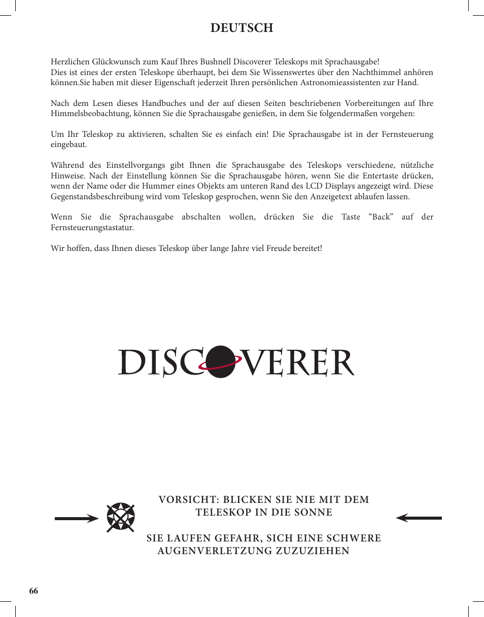 Deutsch | Bushnell Discoverer User Manual | Page 66 / 116