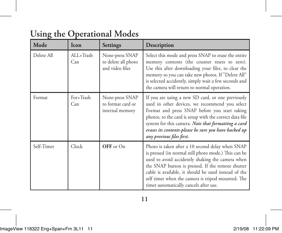 Using the operational modes | Bushnell 11-8322G User Manual | Page 11 / 52