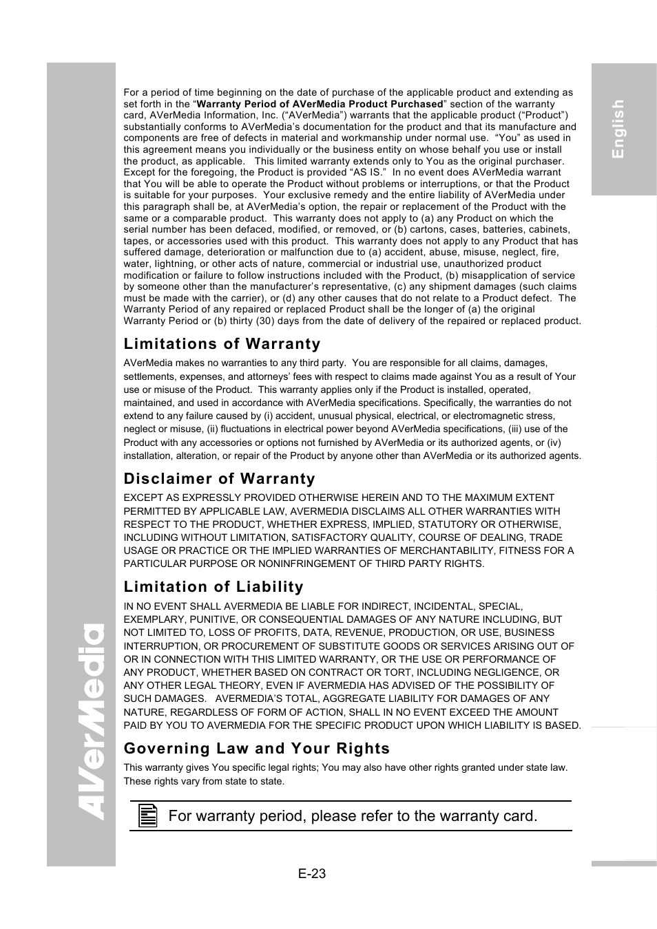 Limited warranty | AVer SPB370 user manual User Manual | Page 27 / 27