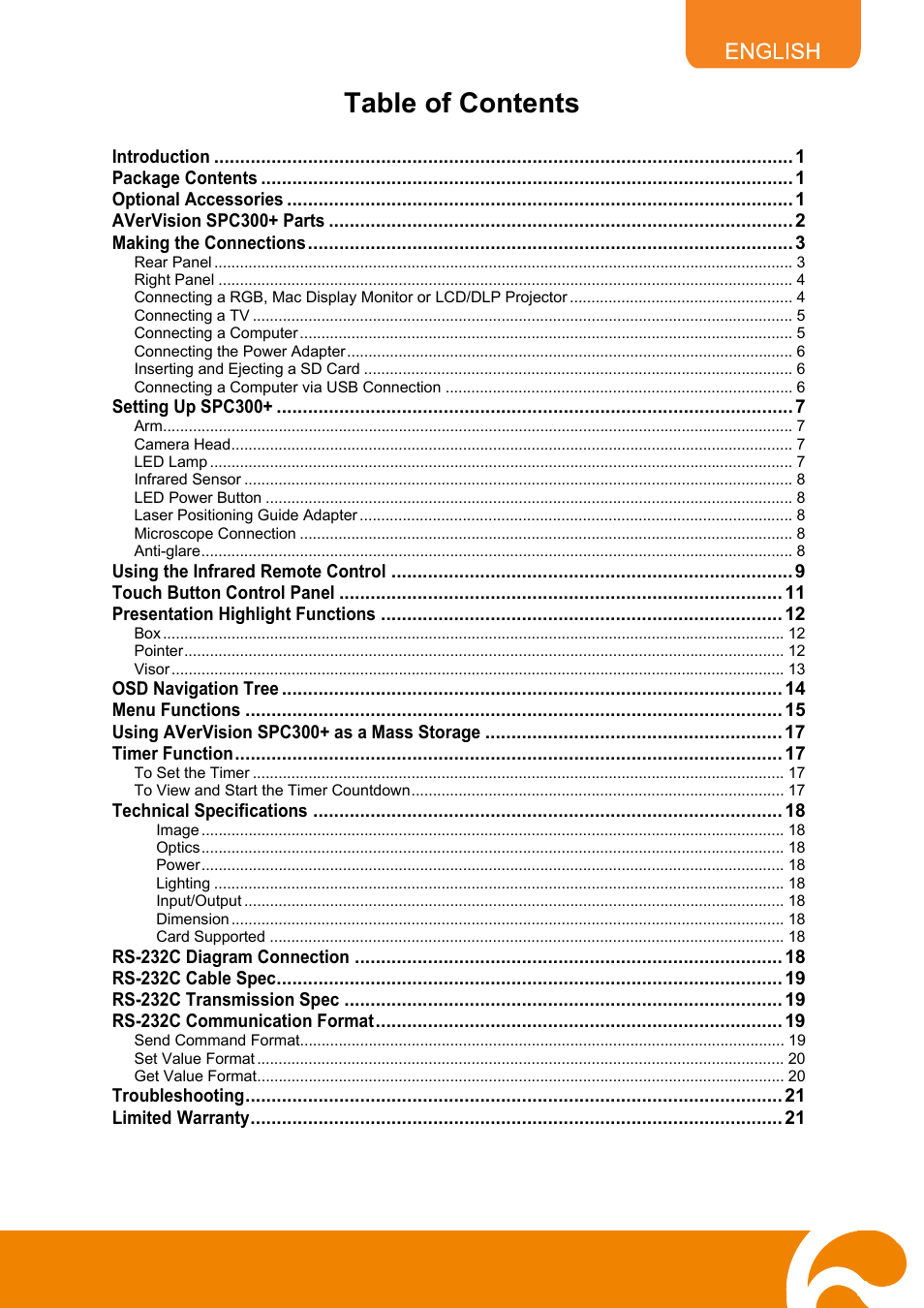 AVer SPC300+ User Manual | Page 2 / 24