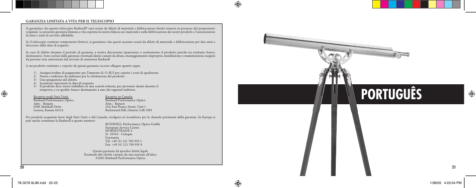 Português | Bushnell HARBORMASTER 78-3576 User Manual | Page 12 / 15