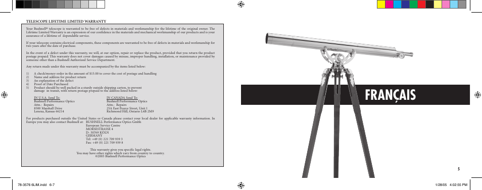 Français | Bushnell HARBORMASTER 78-3576 User Manual | Page 4 / 15