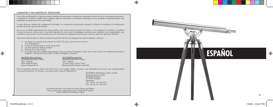 Español | Bushnell HARBORMASTER 78-3576 User Manual | Page 6 / 15