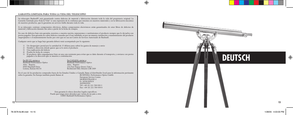 Deutsch | Bushnell HARBORMASTER 78-3576 User Manual | Page 8 / 15