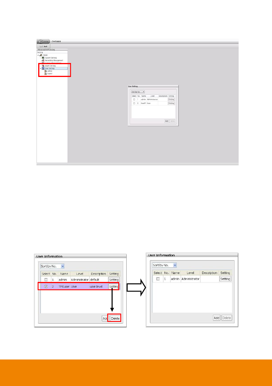 Delete an user account | AVer CM5000 User Manual | Page 153 / 157