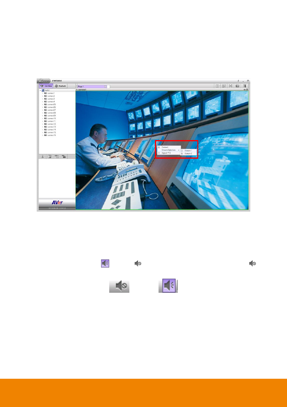9 select the stream of monitored channel, 10 enable/disable the sound of the channel, Select the stream of monitored channel | Enable/disable the sound of the channel | AVer CM5000 User Manual | Page 27 / 157
